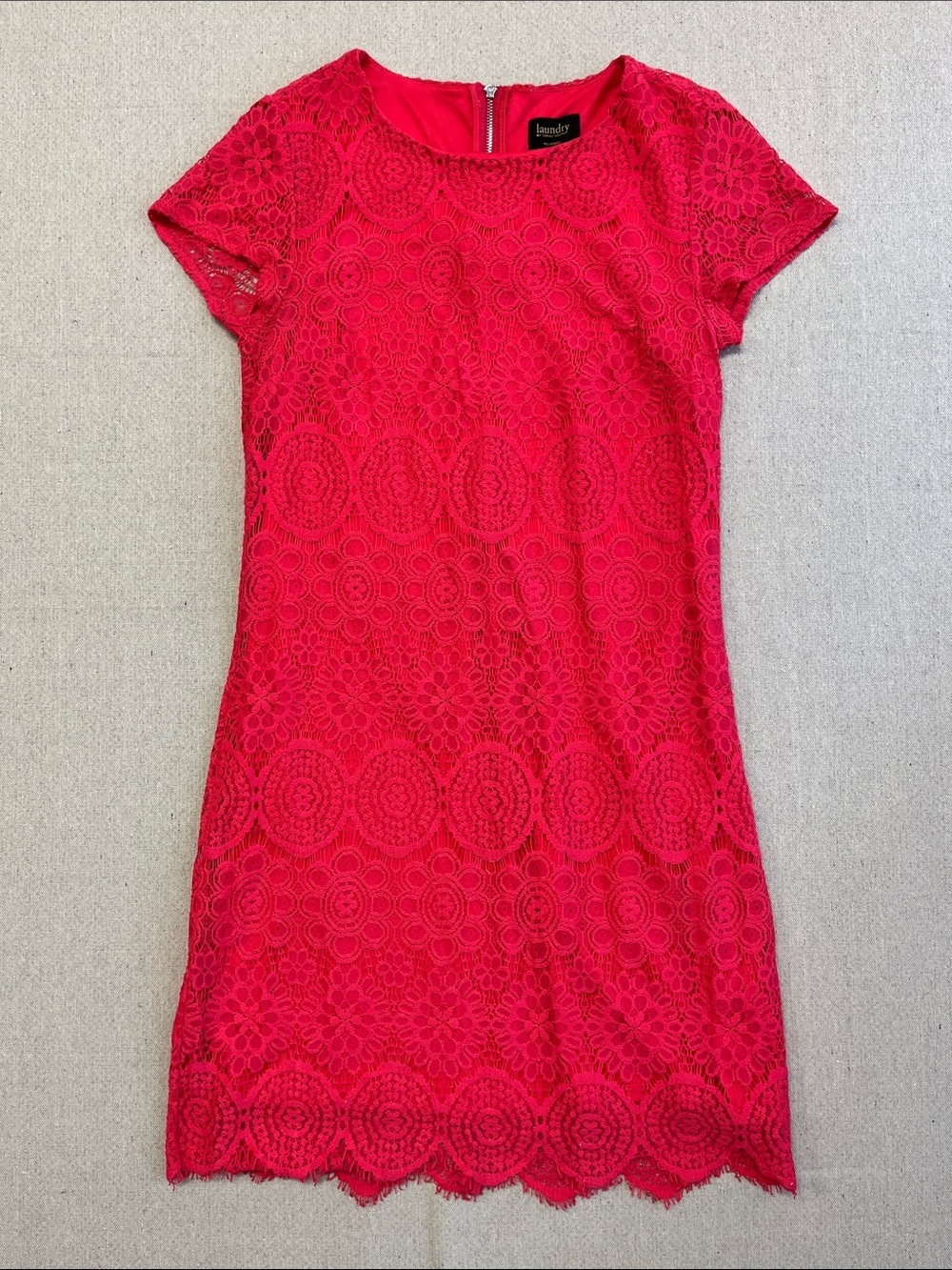 Laundry By Shelli Segal Hot Pink Lace Shift Dress